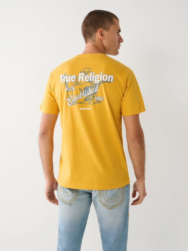 Mineral Yellow True Religion Buddha Logo T Shirts | 9340-GCOIL