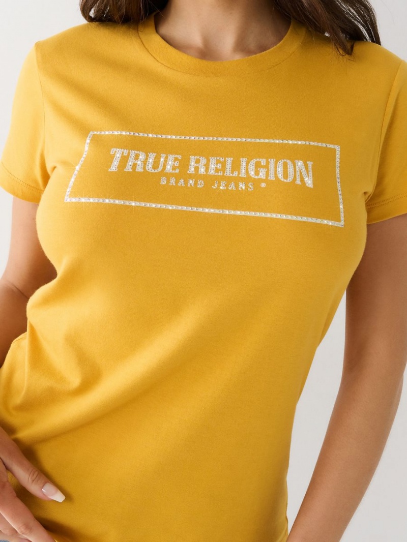 Mineral Yellow True Religion Crystal Logo T Shirts | 4951-JCWXG