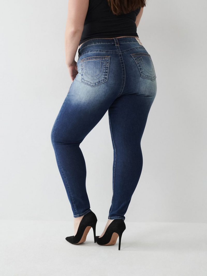 Mountain Bluebird True Religion Jennie Big T Curvy Skinny Jeans | 7295-QTFJB