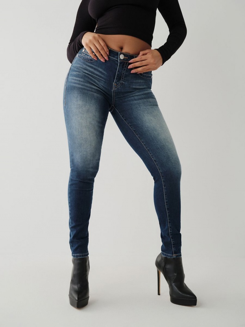 Mountain Bluebird True Religion Jennie Big T Curvy Skinny Jeans | 7295-QTFJB