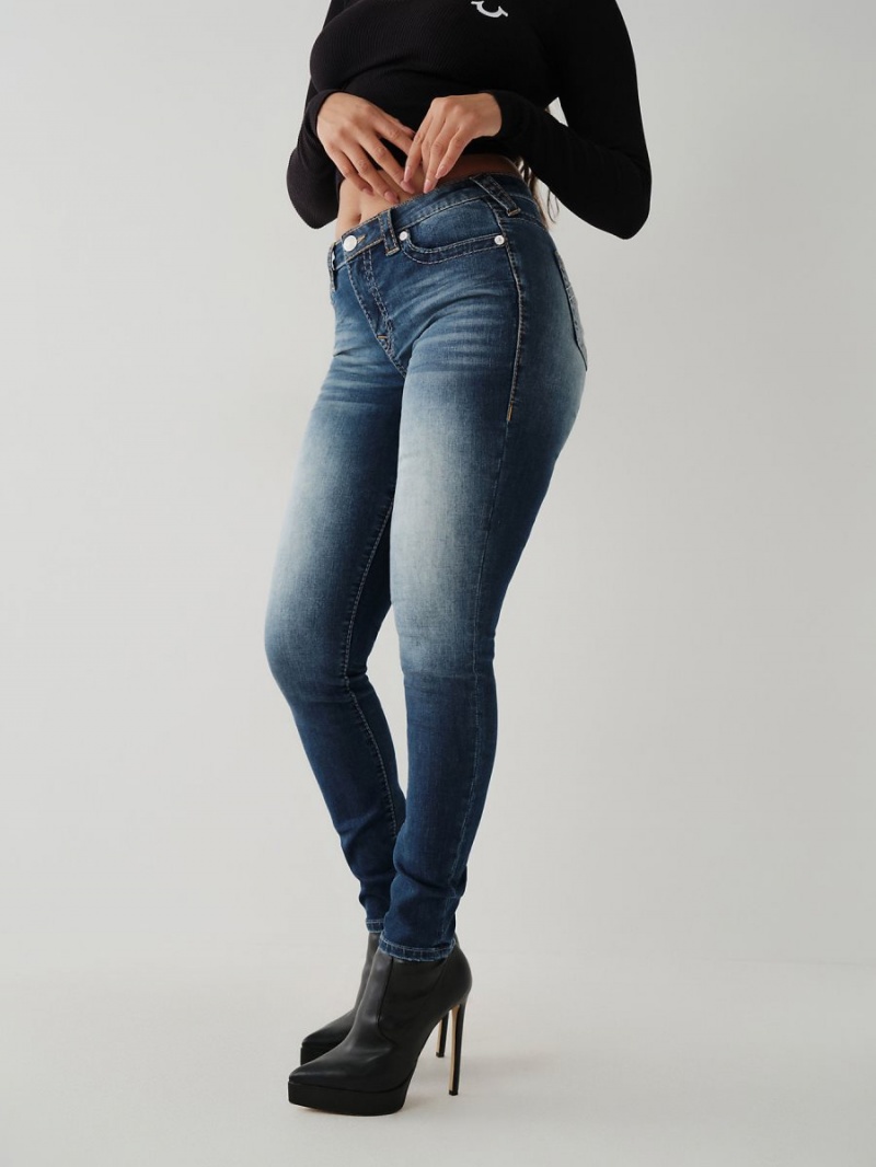 Mountain Bluebird True Religion Jennie Big T Curvy Skinny Jeans | 7295-QTFJB