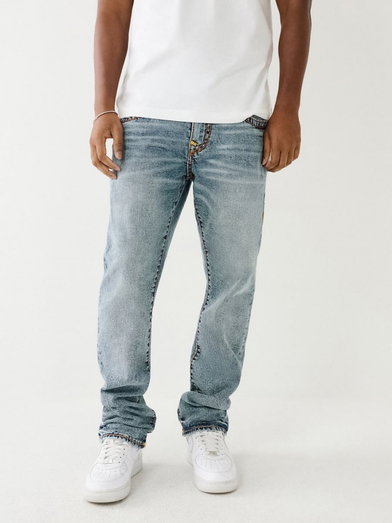 Mykonos Medium Wash True Religion Ricky Faded Super T Straight Jeans | 8172-HEDSN