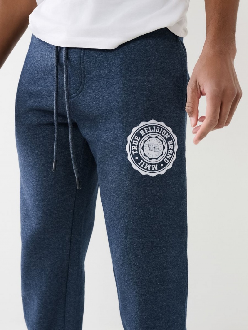 Navy/Heather Grey True Religion Stamp Drawstring Jogger | 9285-JCUPL