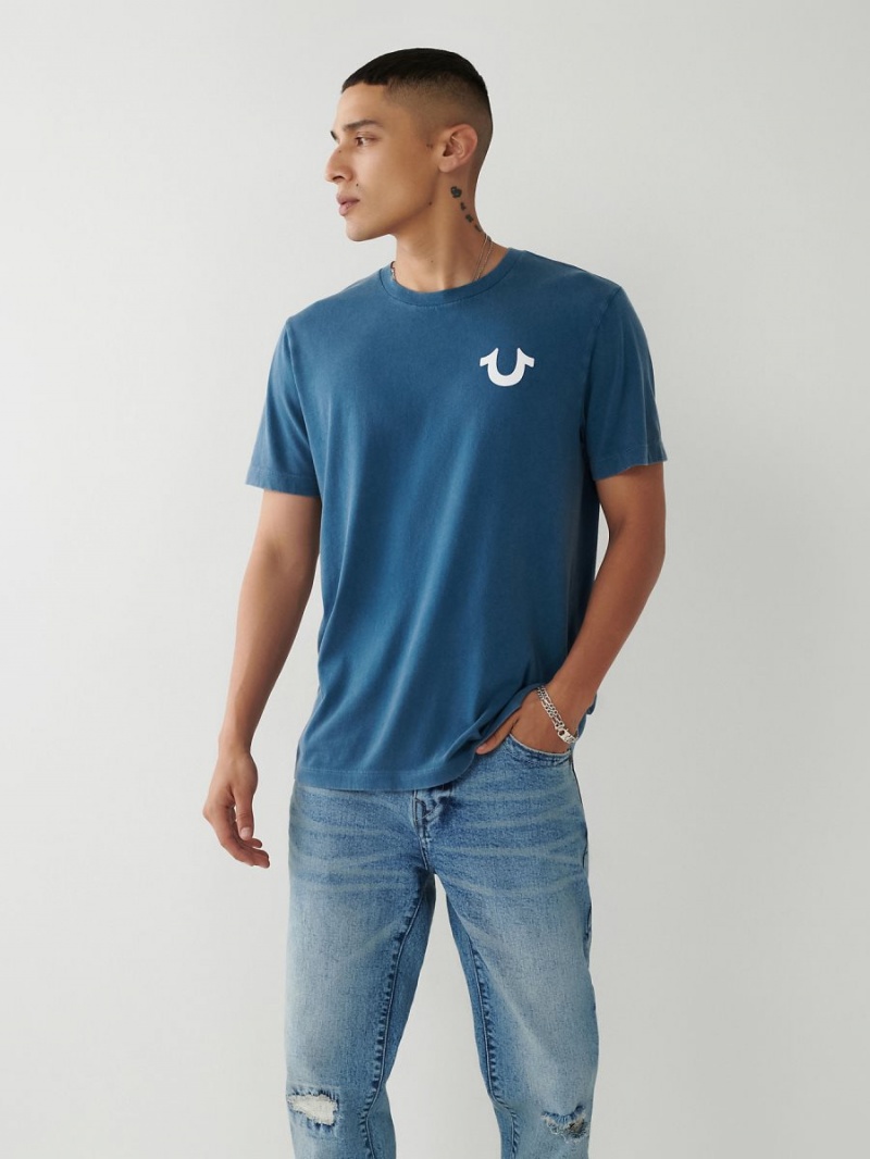 Navy/Navy True Religion Buddha Logo T Shirts | 2089-CQWIX