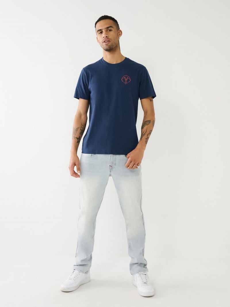 Navy/Sapphire True Religion 3d Hs Buddha Logo T Shirts | 4791-KDCRL