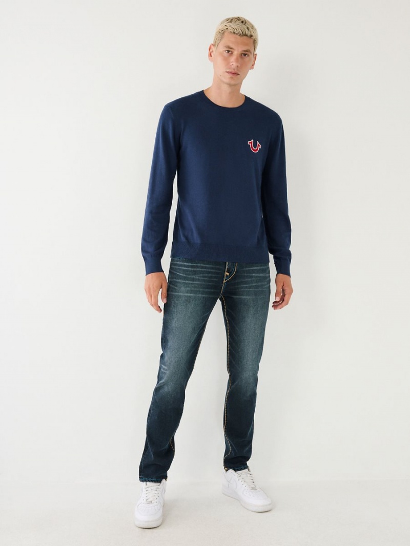 Navy/Sapphire True Religion Buddha Logo Sweater | 8590-MWSYN