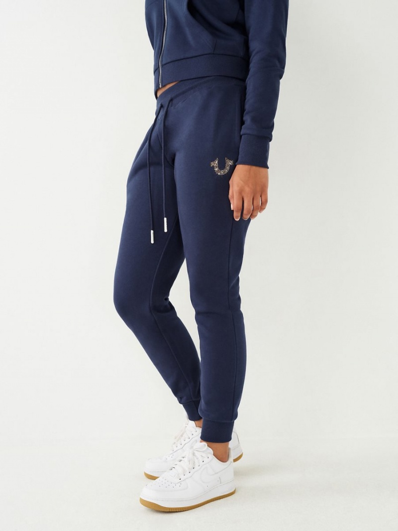 Navy/Sapphire True Religion Crystal Logo Jogger | 9170-WSYEL