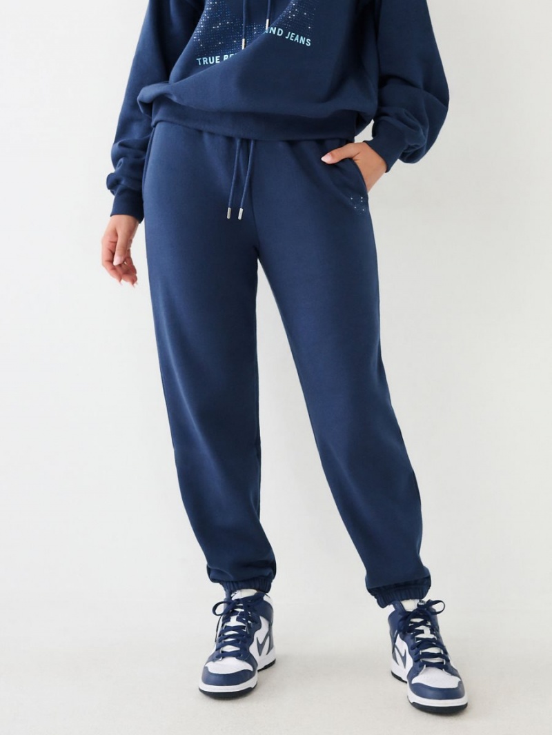 Navy/Sapphire True Religion Crystal Relaxed Jogger | 6730-XHELI