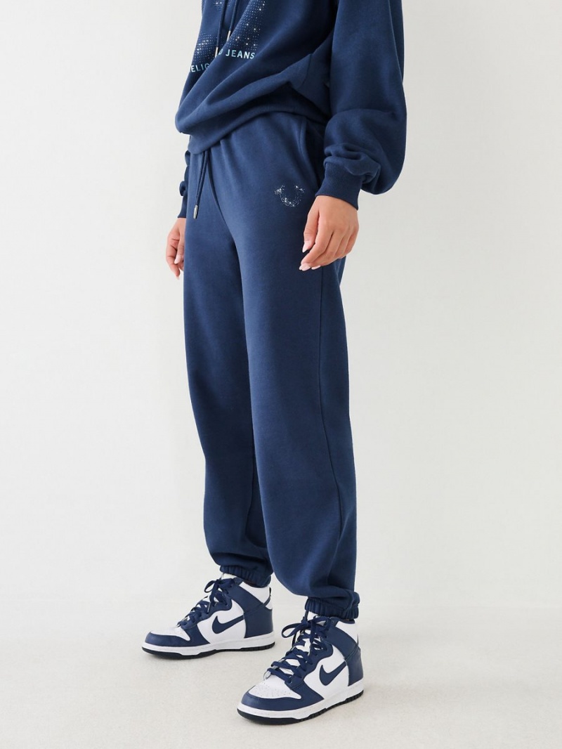 Navy/Sapphire True Religion Crystal Relaxed Jogger | 6730-XHELI