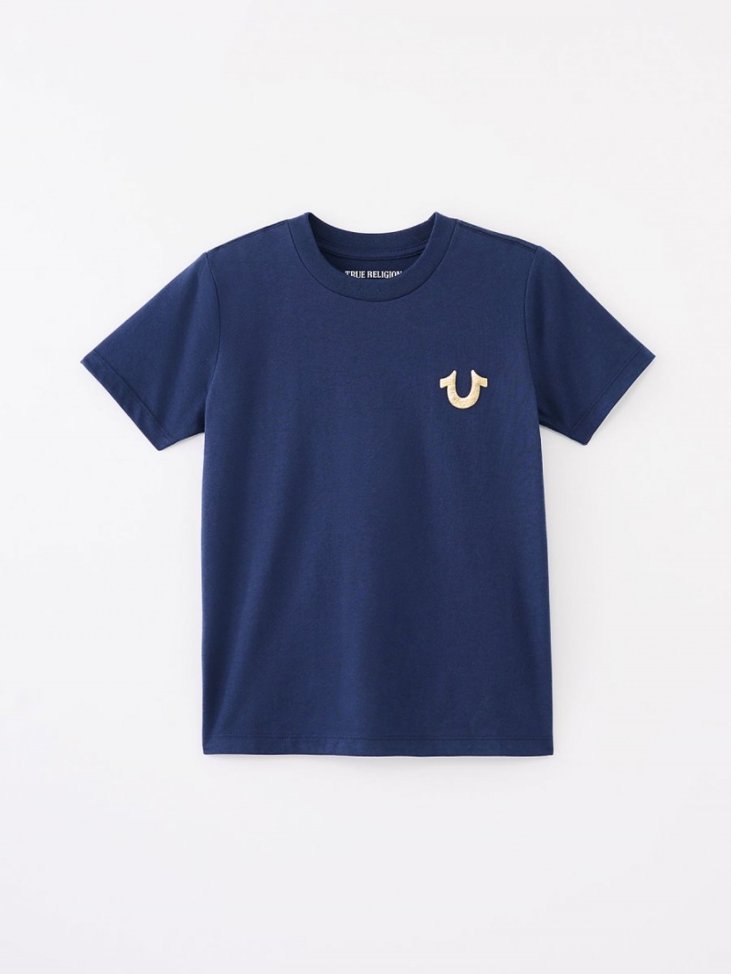 Navy/Sapphire True Religion Girls Logo T Shirts | 0549-KUXFR