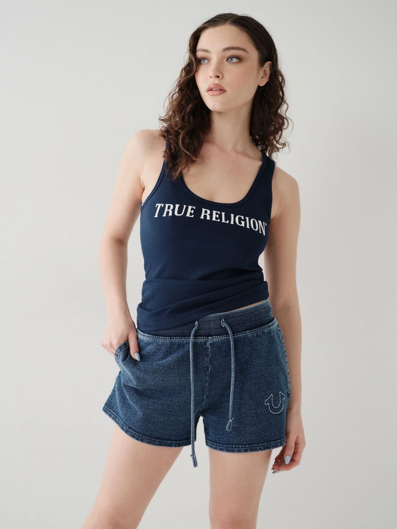 Navy/Sapphire True Religion Logo Tanks | 1806-QJTFZ