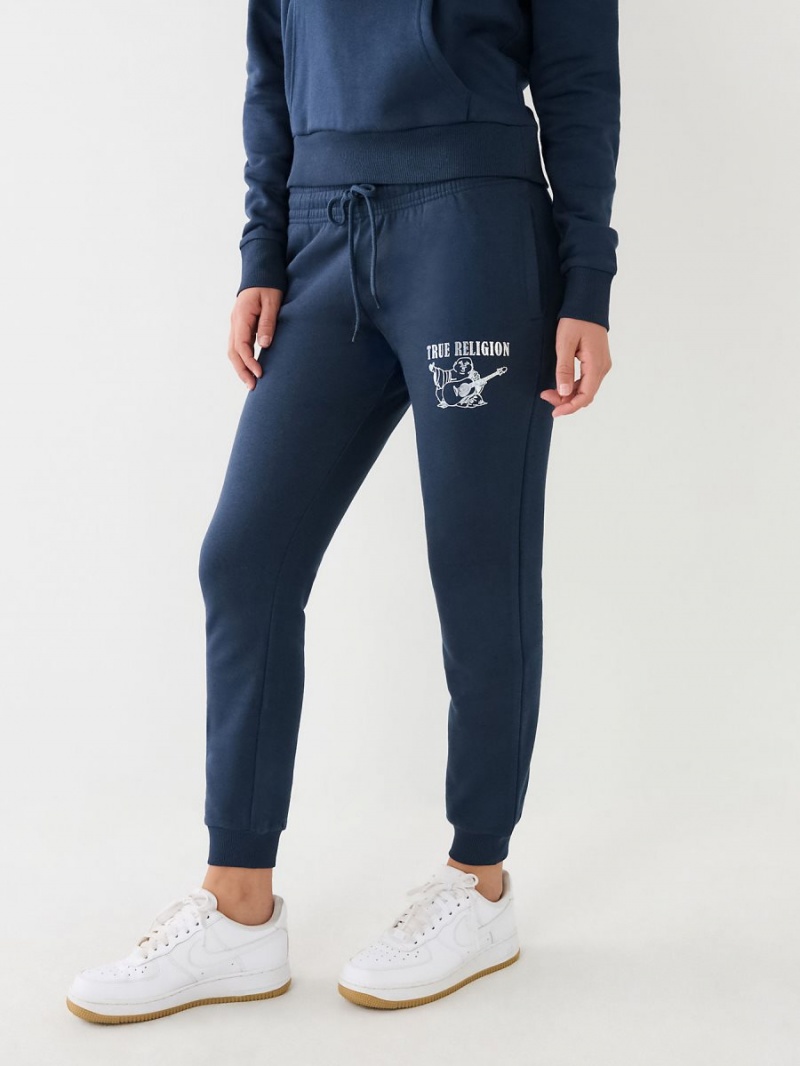 Navy/Sapphire True Religion Metallic Buddha Logo Fleece Jogger | 1285-MXAIJ