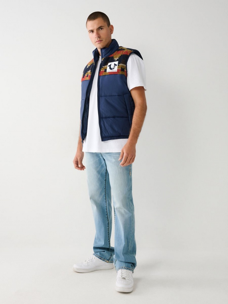 Navy/Sapphire True Religion Southwestern Puffer Vest | 2709-OVMPI