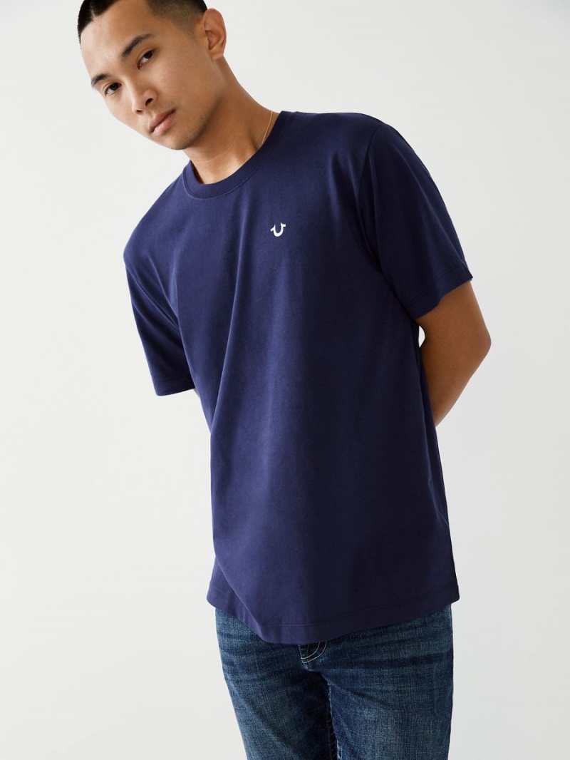 Navy True Religion Buddha Logo T Shirts | 9560-SBUVX