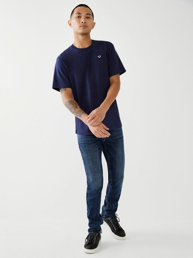 Navy True Religion Buddha Logo T Shirts | 9560-SBUVX