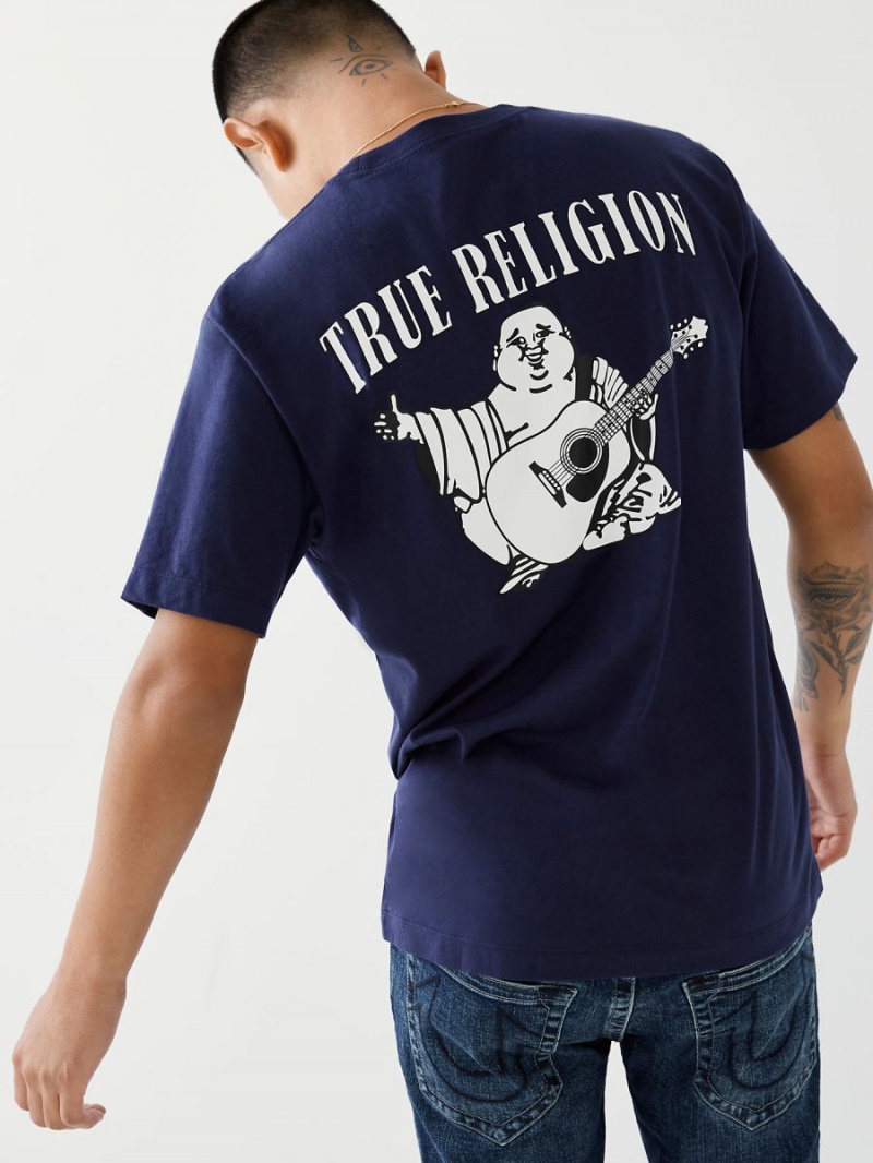 Navy True Religion Buddha Logo T Shirts | 9560-SBUVX