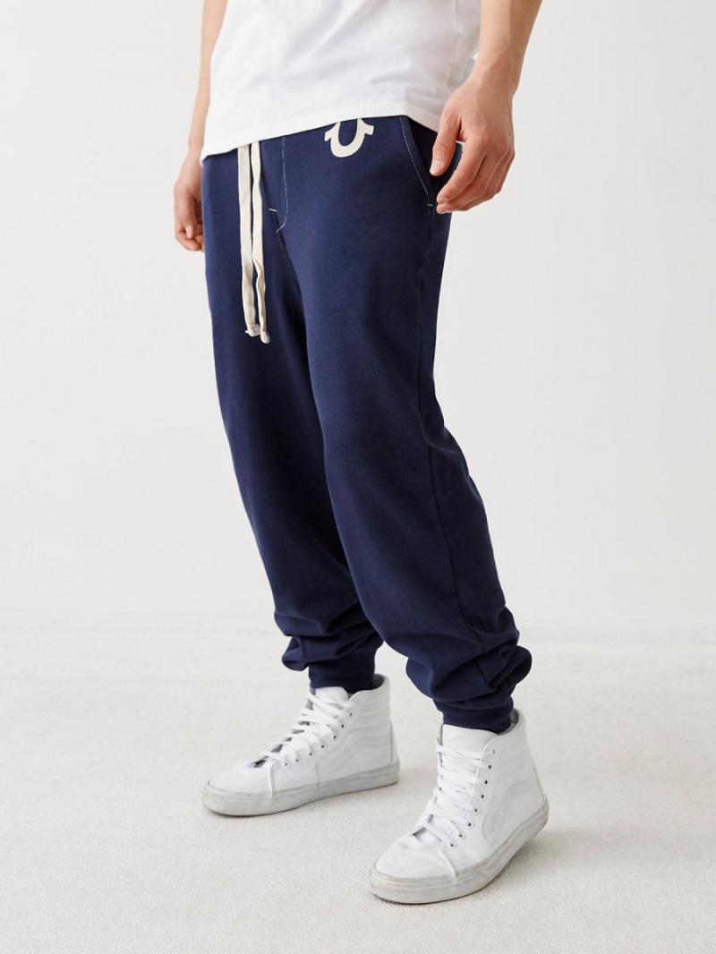 Navy True Religion Logo Jogger | 0741-TIQMZ