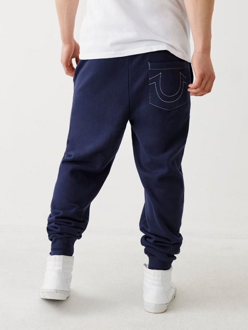 Navy True Religion Logo Jogger | 0741-TIQMZ