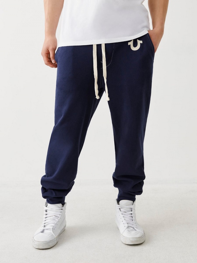 Navy True Religion Logo Jogger | 0741-TIQMZ