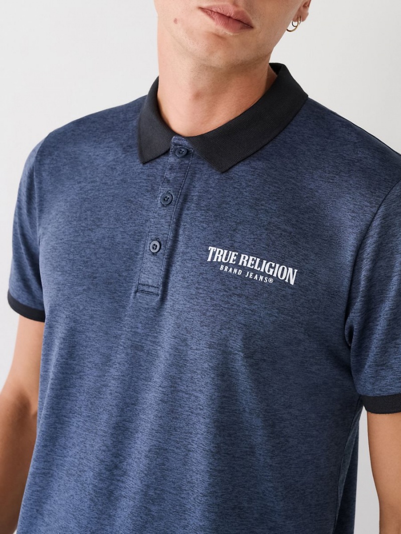 Navy True Religion Polo Shirts | 2058-EVQYH