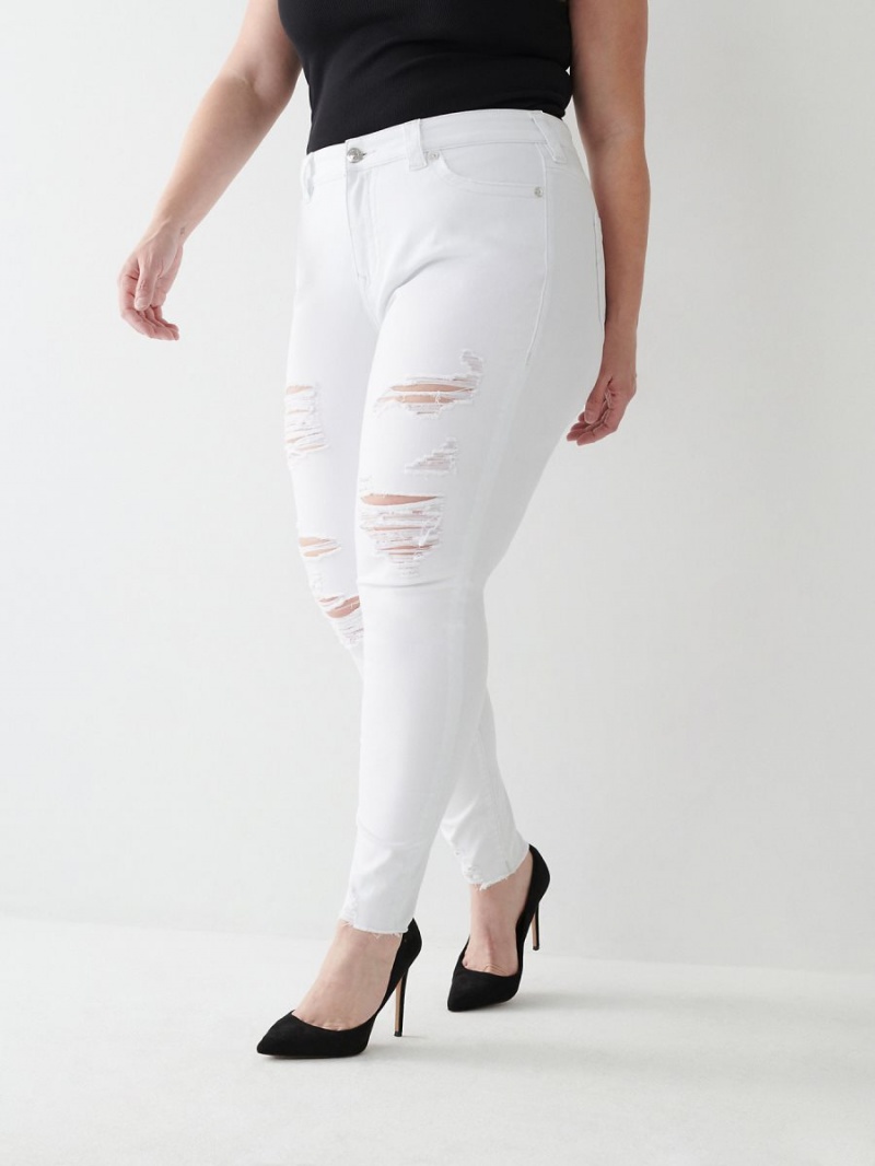 OPTIC WHITE W/ DESTROY True Religion Jennie Mid Rise Curvy Skinny Jeans | 7065-SLADH