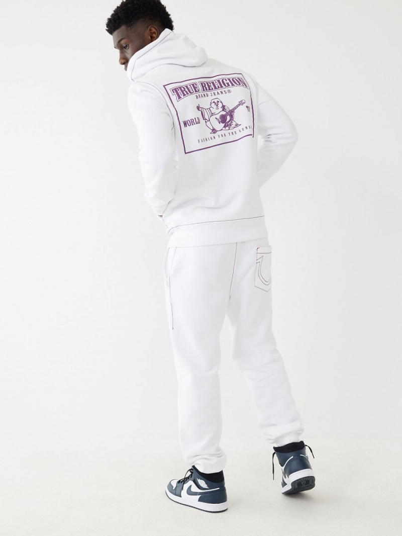 Optic White True Religion Big T Zip Hoodie | 2085-CBTAG