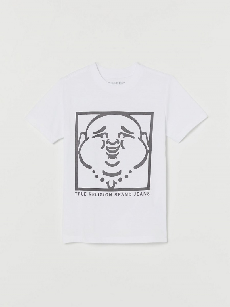 Optic White True Religion Boys Buddha T Shirts | 3085-TVBNZ