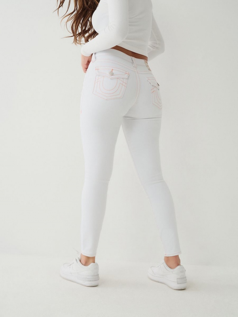 Optic White True Religion Jennie Big T Curvy Skinny Jeans | 5132-RUVIQ