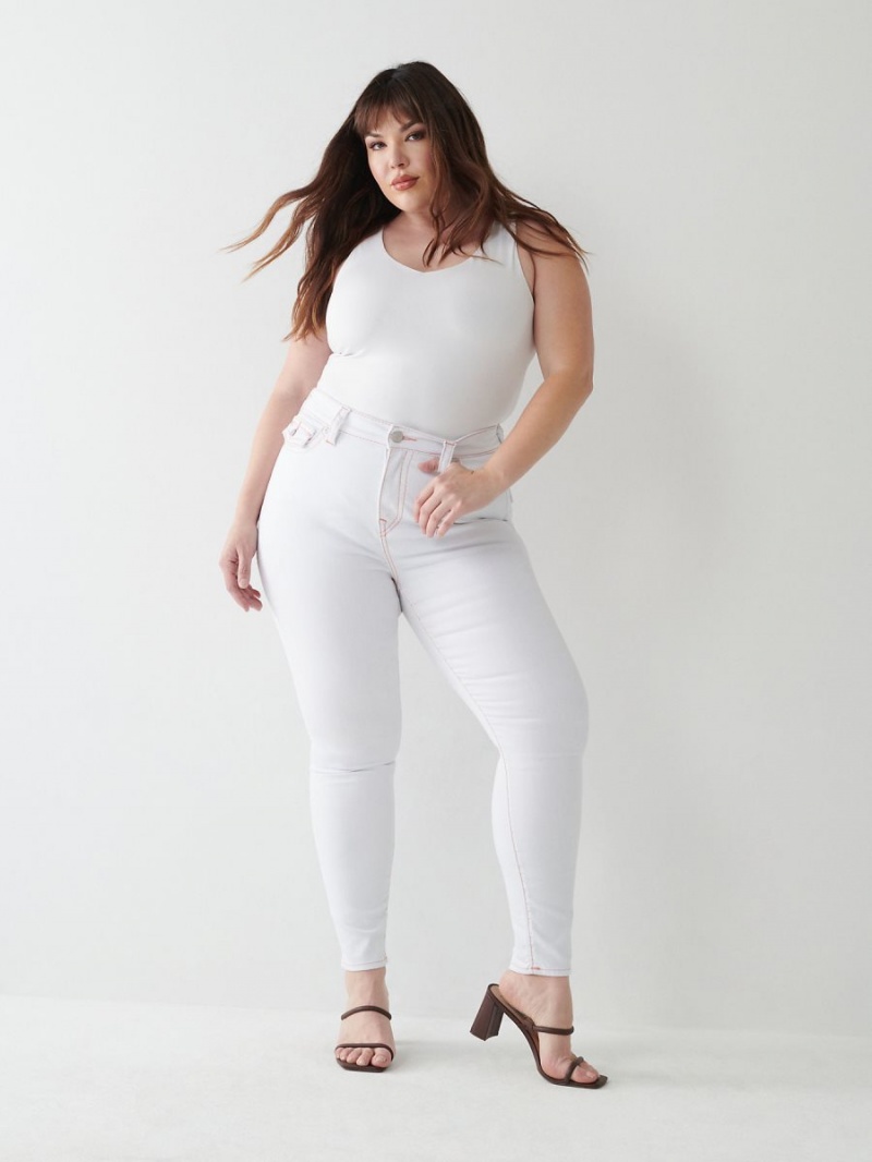 Optic White True Religion Jennie Big T Curvy Skinny Jeans | 5132-RUVIQ