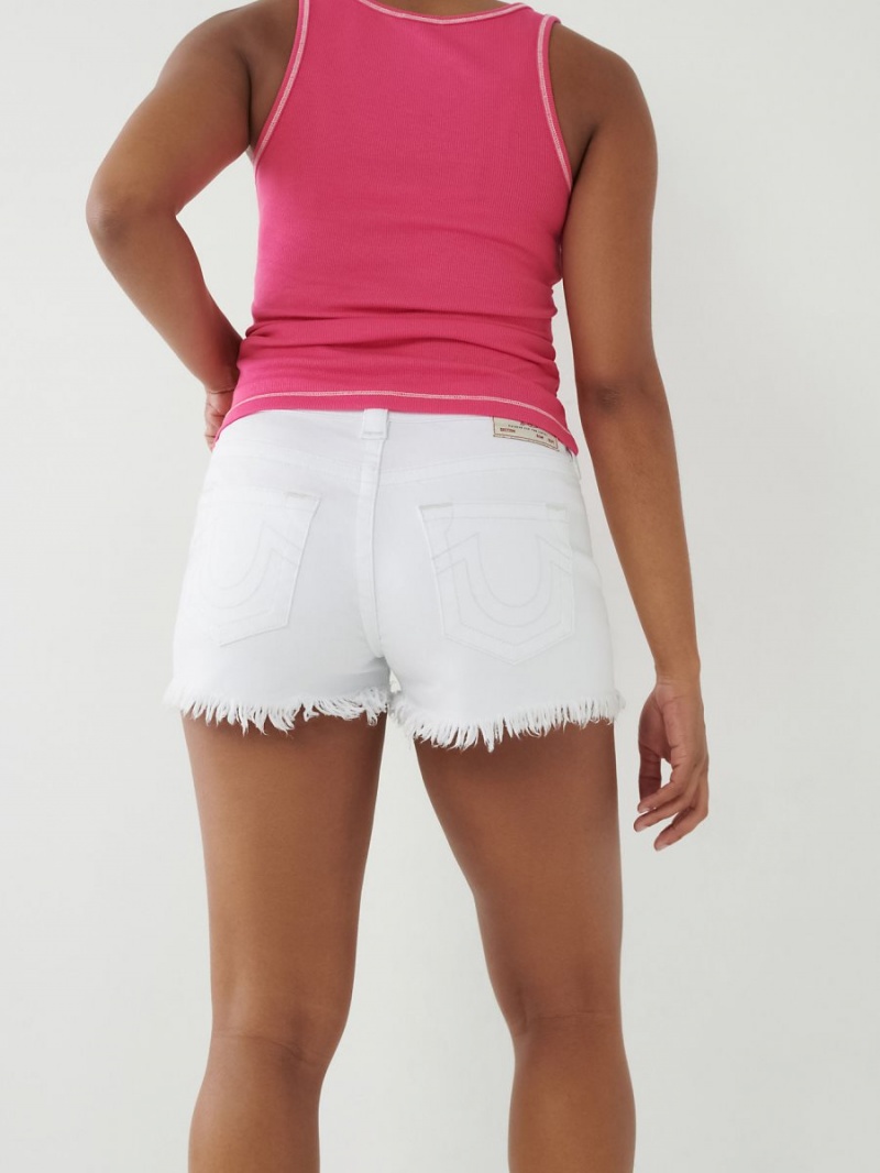 Optic White True Religion Jennie Curvy Shorts | 0297-HEXZP