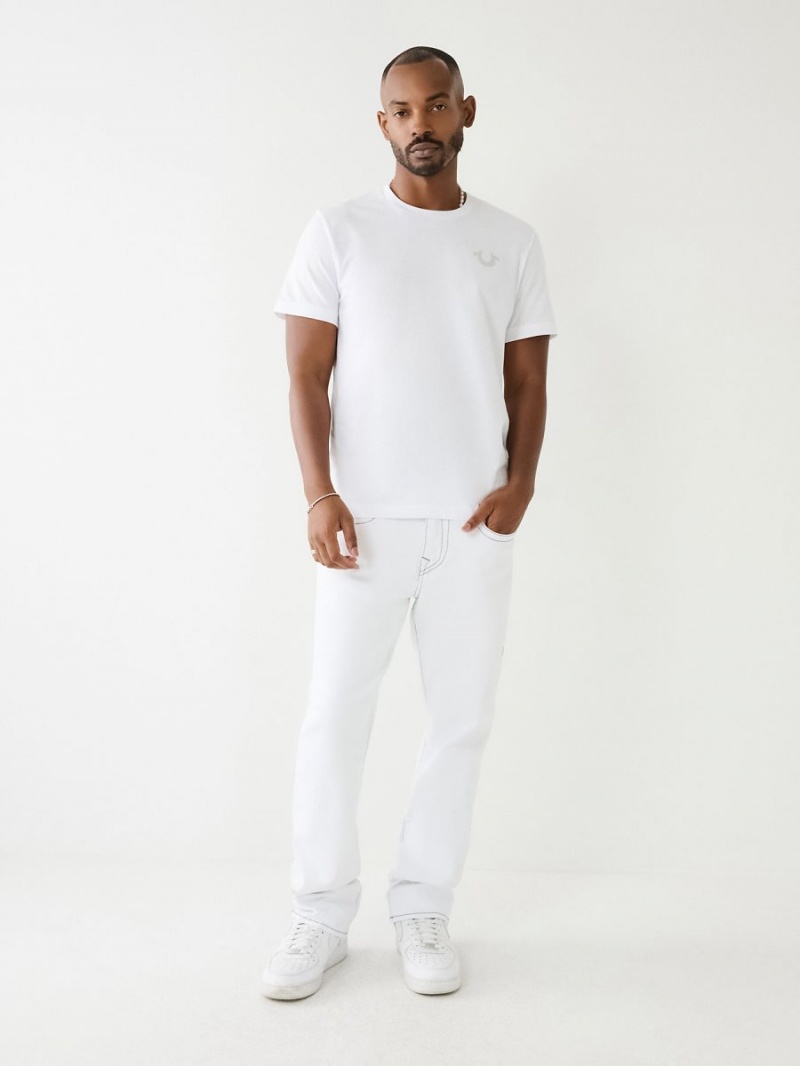 Optic White True Religion Ricky Single Needle Straight Jeans | 1746-OLUJW