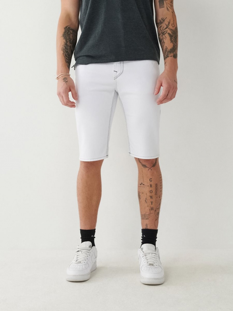 Optic White True Religion Rocco Super Q Stitch Skinny Shorts | 0659-UJTIR