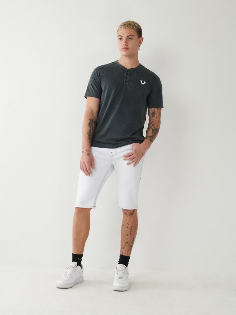 Optic White True Religion Rocco Super Q Stitch Skinny Shorts | 0659-UJTIR