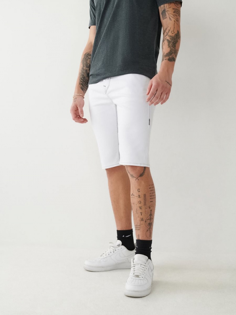 Optic White True Religion Rocco Super Q Stitch Skinny Shorts | 0659-UJTIR