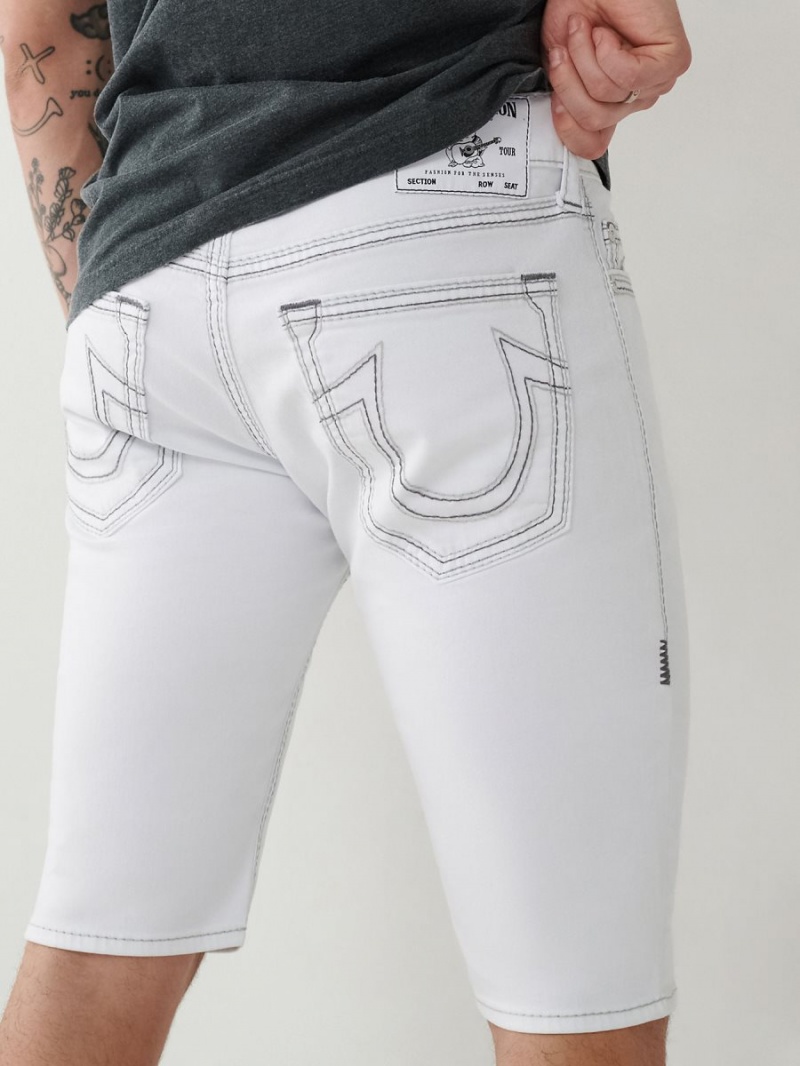 Optic White True Religion Rocco Super Q Stitch Skinny Shorts | 0659-UJTIR