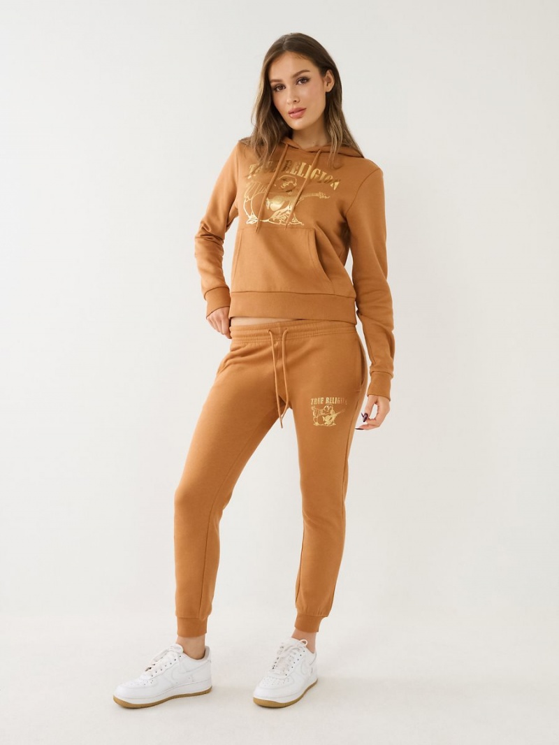 Orange Peel True Religion Metallic Buddha Logo Fleece Jogger | 2941-NZIPD