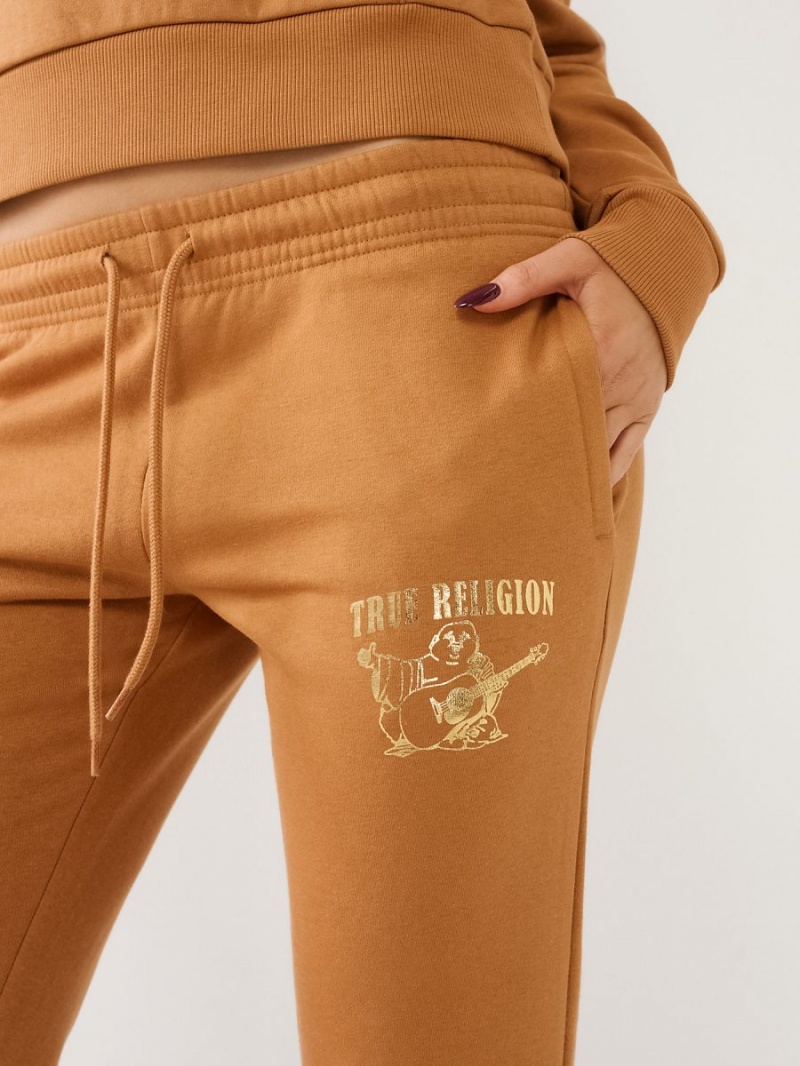 Orange Peel True Religion Metallic Buddha Logo Fleece Jogger | 2941-NZIPD