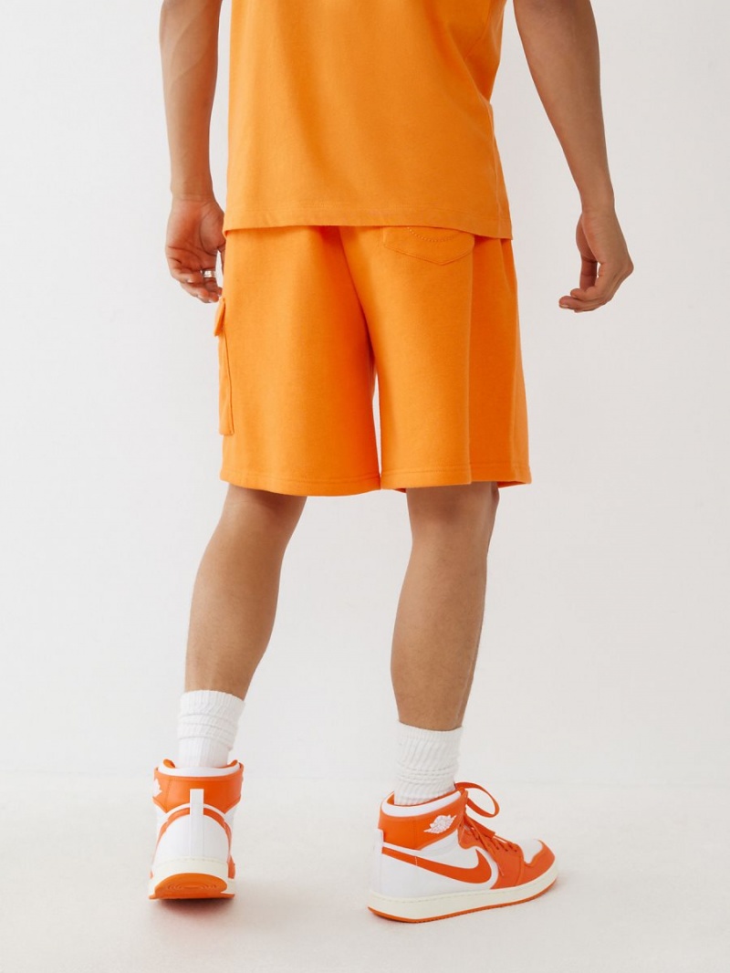 Orange True Religion Cargo Sweat Shorts | 9602-RXPTO