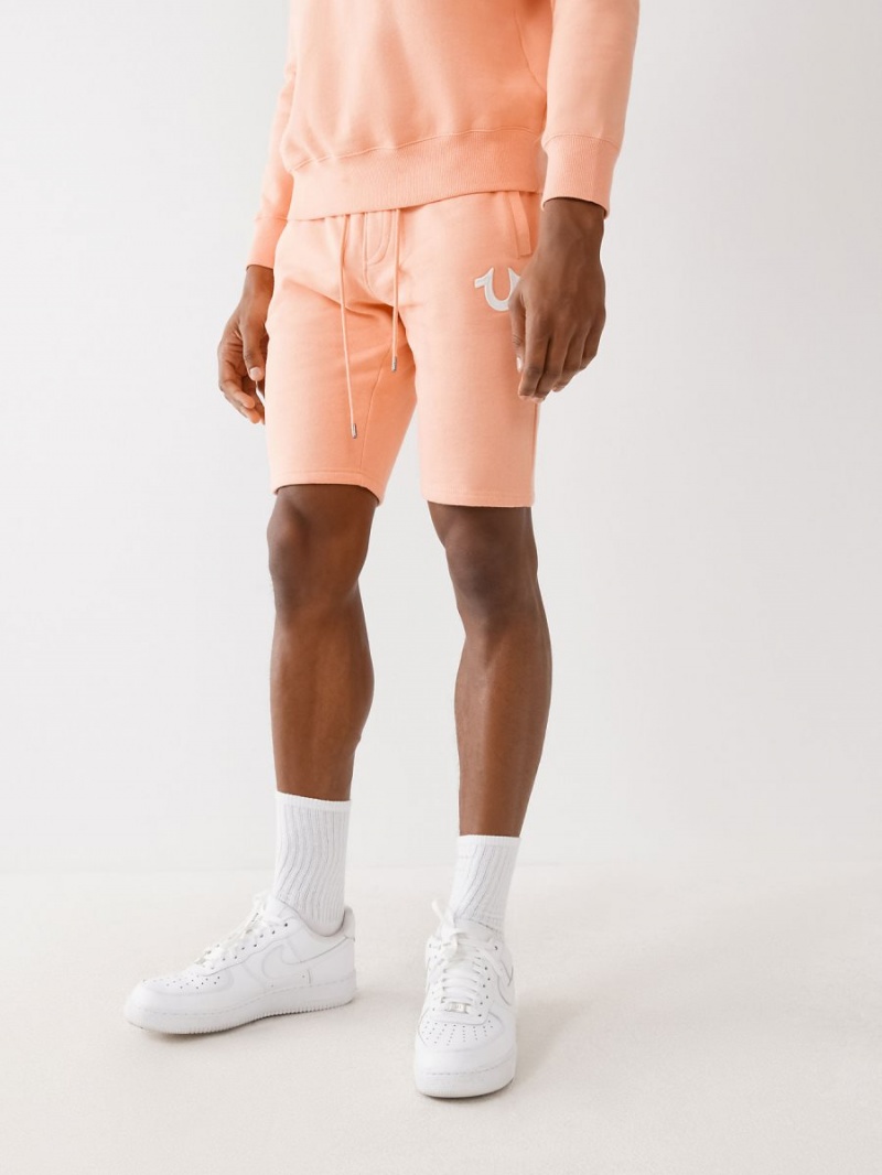 Orange True Religion Logo Sweat Shorts | 0879-AUNEL