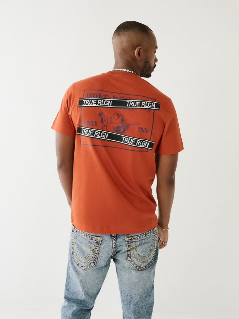 PICANTE True Religion Buddha Logo Rlgn Tape T Shirts | 8013-KSQCW