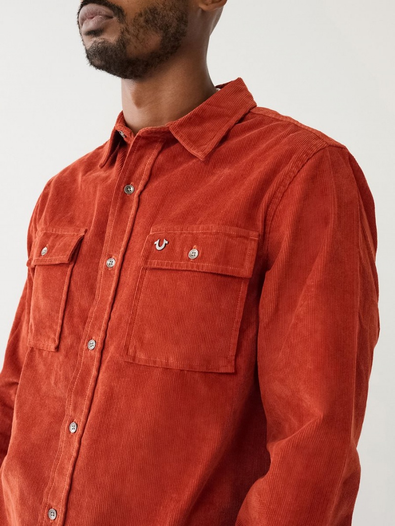 PICANTE True Religion Corduroy Flap Utility Shirts | 2760-NOPIB