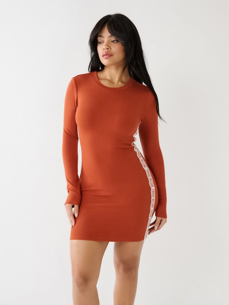 PICANTE True Religion Logo Trim Bodycon Dress | 3941-KWHLM