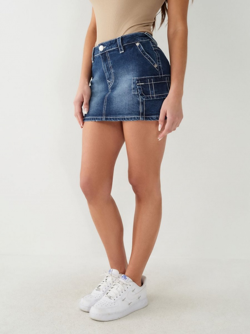 Pacific True Religion Sadie Cargo Denim Mini Skirts | 6174-MVLIP