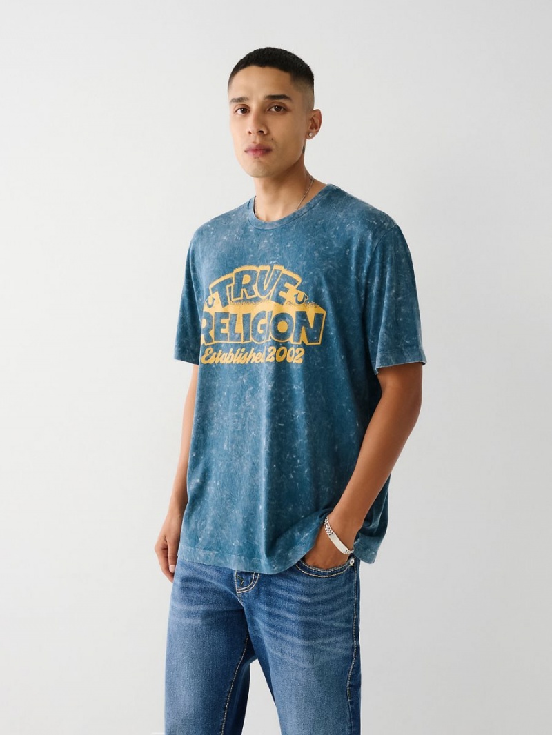 Petrol Blue True Religion Relaxed T Shirts | 6954-URGQL