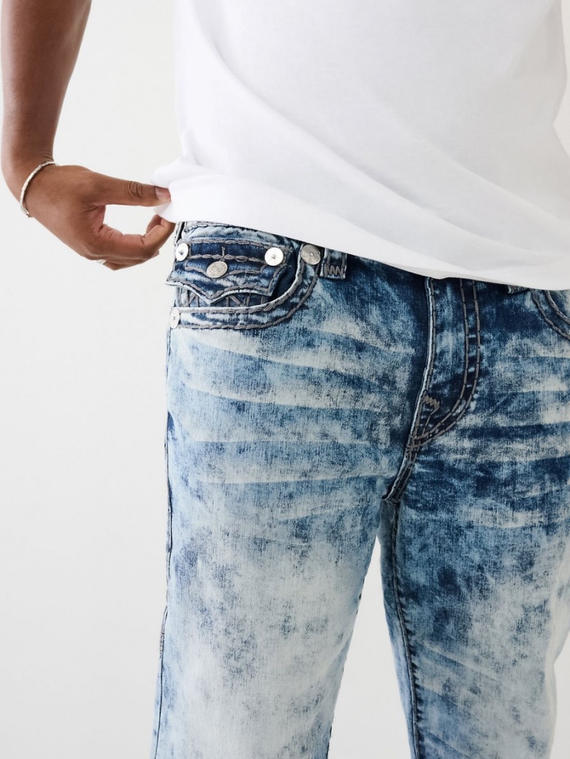 Piffle Medium Wash True Religion Ricky Acid Wash Super T Straight Jeans | 8965-BZVDR