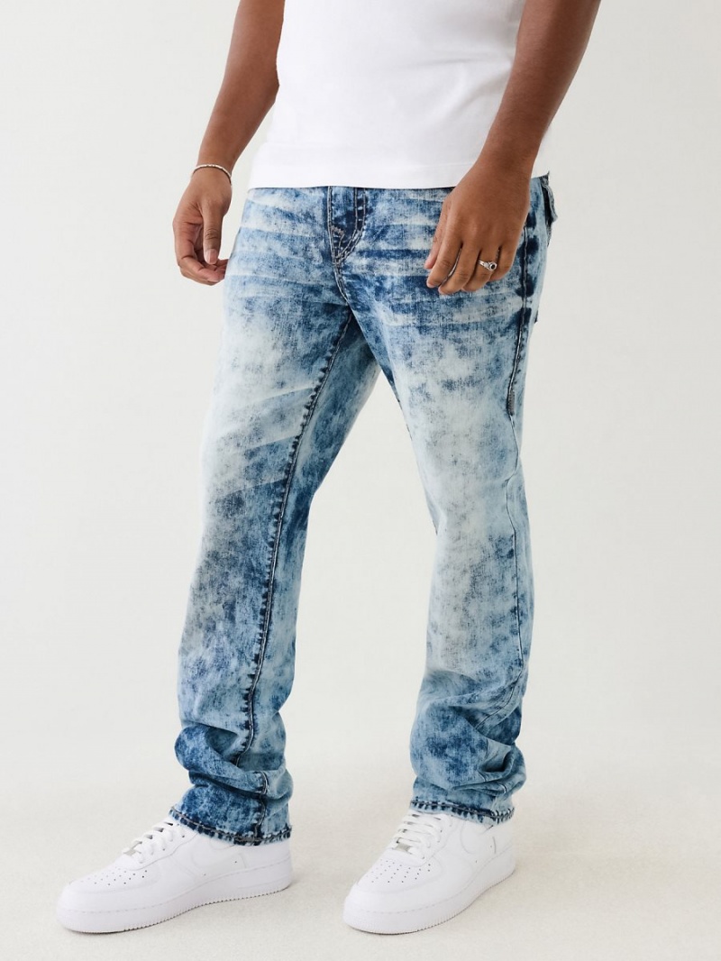 Piffle Medium Wash True Religion Ricky Acid Wash Super T Straight Jeans | 8965-BZVDR