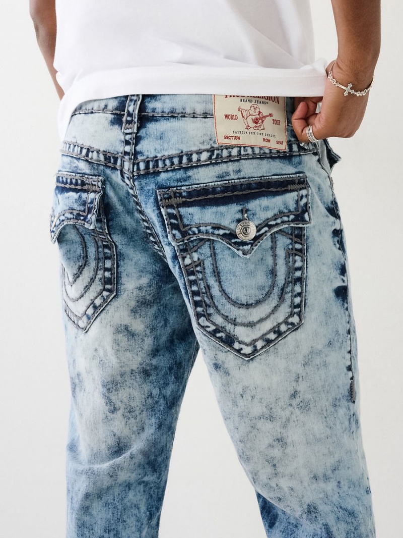 Piffle Medium Wash True Religion Ricky Acid Wash Super T Straight Jeans | 8965-BZVDR