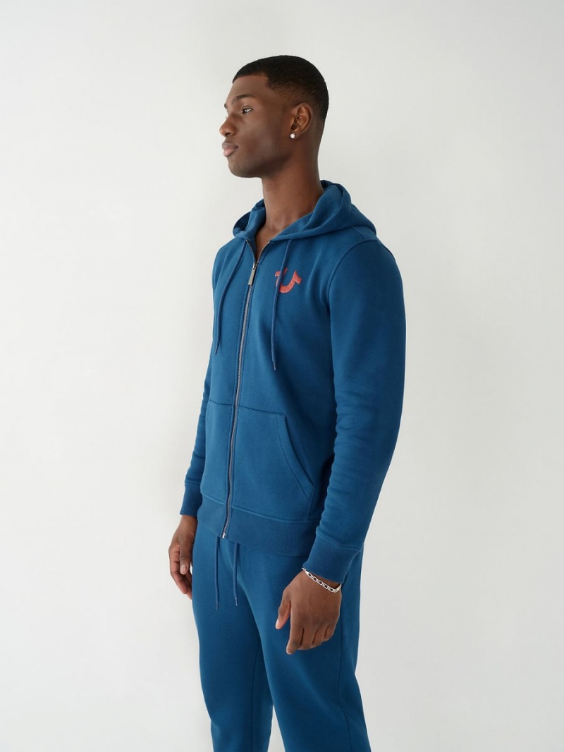 Poseidon True Religion Horseshoe Zip Hoodie | 0183-HEWIY