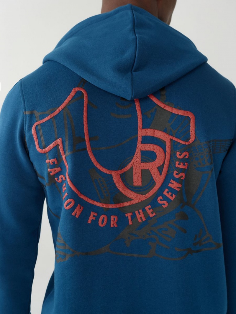 Poseidon True Religion Horseshoe Zip Hoodie | 0183-HEWIY