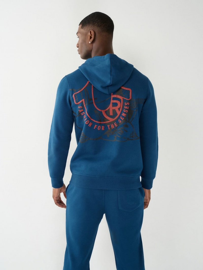 Poseidon True Religion Horseshoe Zip Hoodie | 0183-HEWIY